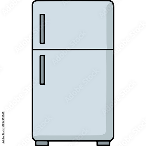 Light Blue Two Door Refrigerator with Simple Handle Design on White Background