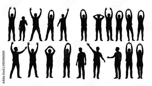 People silhouettes in various dynamic poses isolated on white background, Vector