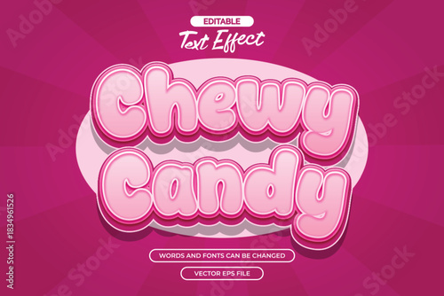 Chewy candy editable text effect with pink cute text style