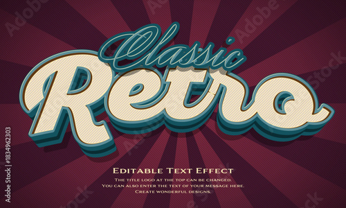[Editable Text Effect Logo] ”classic Retro Logo” The title logo style is a three-dimensional, thick logo style with a retro typeface on a radial background.