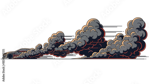 Smoking Car Cartoon Illustration Automotive Failure Environmental Concerns and Racing Concept