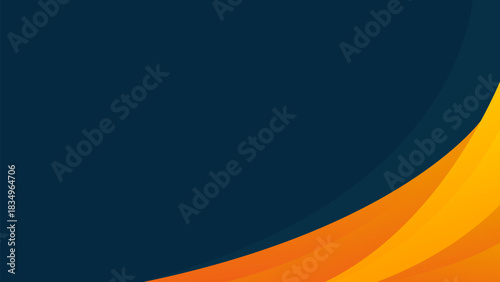Abstract orange-yellow and dark blue curved background, modern smooth gradient wallpaper, suitable for templates, sale banners, business ads, presentations, websites and pages