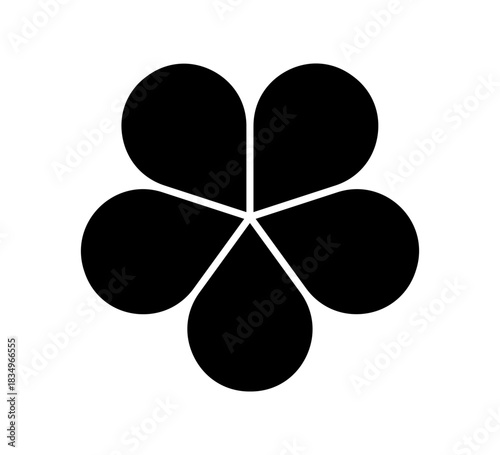 Flower diagram with 5 petals. Flower with five leaves flat shape icon. Infographic circle diagram. Pie chart. Round wheel chart. Vector illustration isolated on white background.