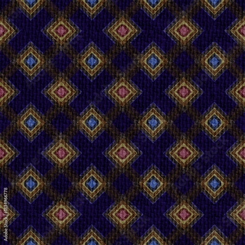 Elegant seamless pattern with diamond geometric shapes creating a luxurious, classic textile design for fashion, home decor, and sophisticated backgrounds