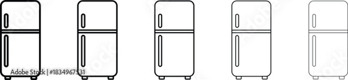 Refrigerator machine Icon set thin line modern fridge and freezer vector Illustration on transparent background