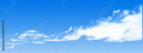 Retro halftone clouds. Dotted vintage texture. Pop art style