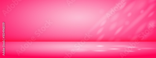 Limbo pink studio room with sun rays.  Abstract 3d bg with empty space
