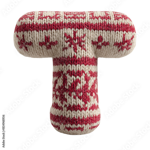 Wallpaper Mural Knit Wool Alphabet Letter T PNG - Red and White Winter Fair Isle Pattern Font Torontodigital.ca