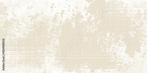 Newspaper with old unreadable text. Vintage grunge blurred paper news texture horizontal background. Textured page. Sepia collage. Front top view.