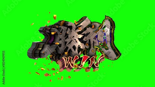 パチンコ風3D文字アニメーション　勝利ループ演出素材