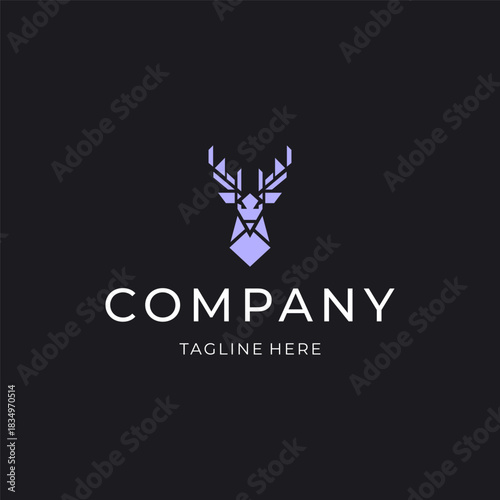 Deer head logo design. geometric animal flat icon illustration vector