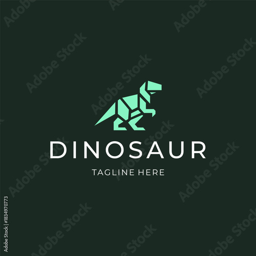 Dinosaur logo design. geometric animal vintage icon illustration vector