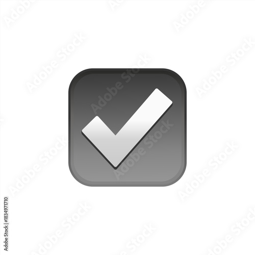 Gray check mark emoji icon. Isolated. Vector 10 eps.	
