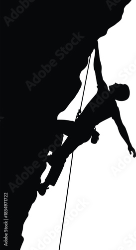 Dynamic Black Rock Climber Silhouette Vector Illustration