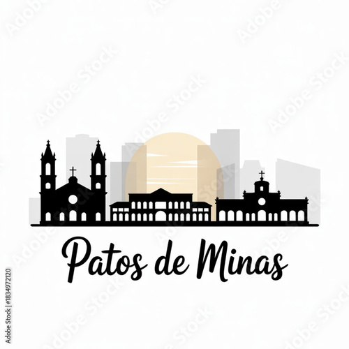 Patos de Minas Brazil Skyline Silhouette — Cultural Minas Gerais City Vector Illustration