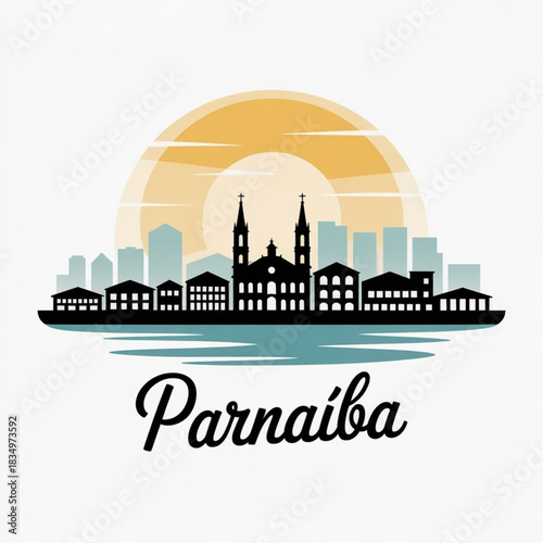 Wallpaper Mural Parnaíba Skyline Silhouette — Historic Waterfront City in Piauí Brazil Vector Illustration Torontodigital.ca