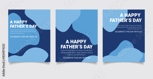Flat father's day social media posts collection