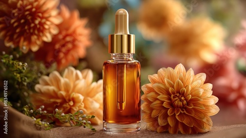 Floral essential oil dropper bottle