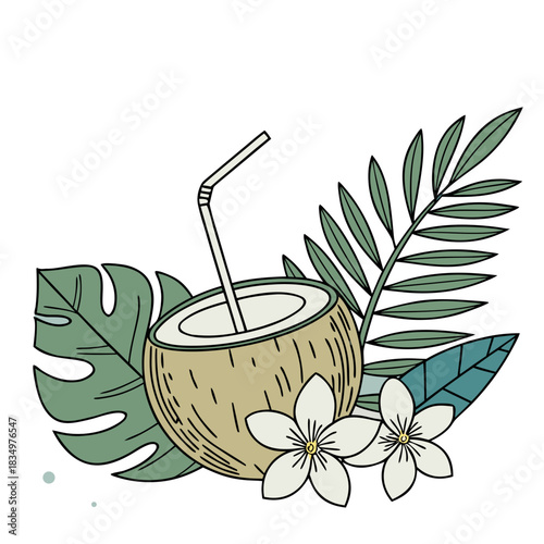 coconut drink illustration