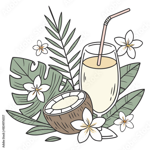vector illustration of a coconut drink