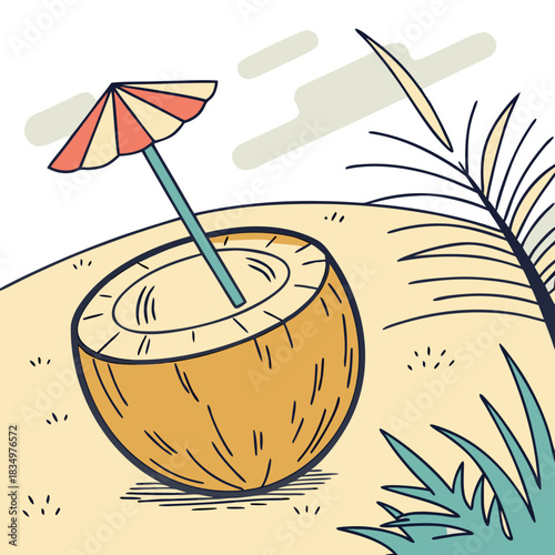 coconut cocktail on the beach
