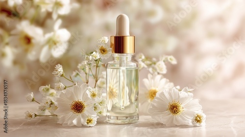 Floral essential oil dropper bottle