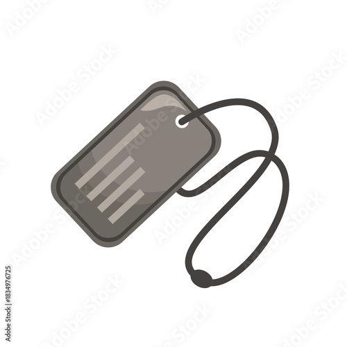 Military dog tag necklace vector illustration, military dog tag icon, dog tags clip art, metal ID name tag chain soldier identification accessory icon
