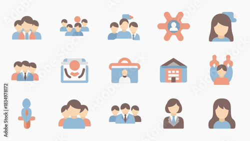 Teamwork icons showcase business collaboration, communication, and leadership, ideal for corporate presentations and website designs, originally a scalable graphic