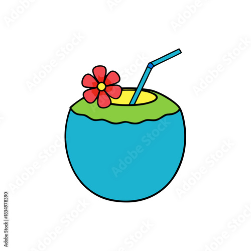 coconut illustration of a glass of cocktail