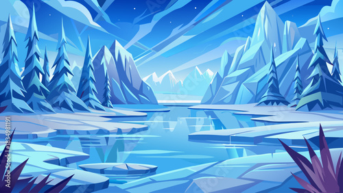 A soothing frozen nature backdrop with delicate ice textures and glossy reflective patterns. Soft blue hues create a peaceful atmosphere perfect for minimalist designs and serene winter compositions