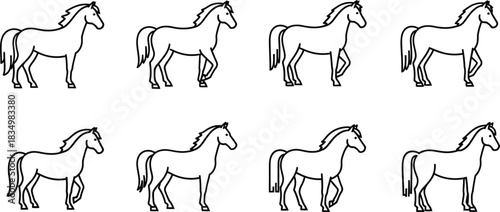 Elegant horse outlines for modern design projects and equestrian-themed art