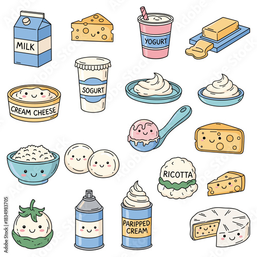 Dairy Delight A Whimsical Collection of Milk, Cheese, and Cream Products for Culinary Creativity