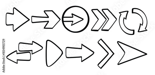 Set of hand drawn Arrows theme Isolated Vector