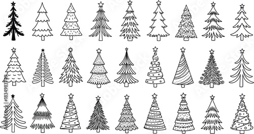 Festive Christmas tree doodle for cards, invitations, and holiday designs