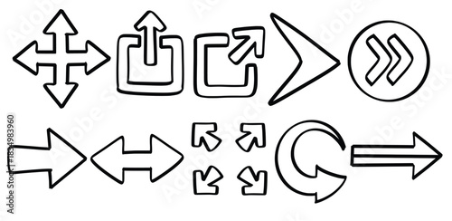 Set of hand drawn Arrows theme Isolated Vector