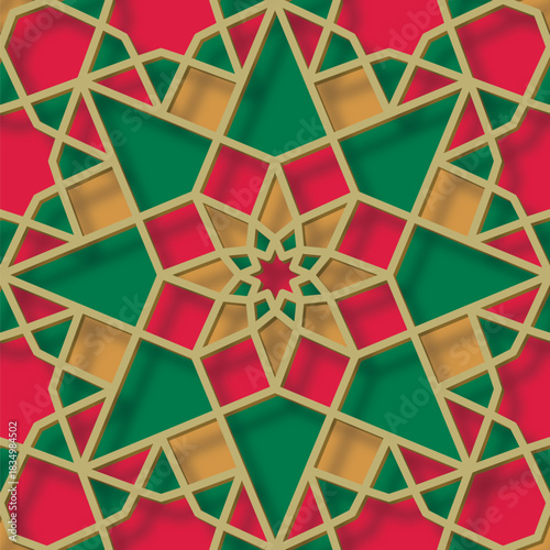 A glamorous, stained-glass-style background material with a Christmas market theme that is compatible with Swatch, red, gold, green. / きらびやかなステンドグラス風の背景素材 クリスマスマーケット キリスト 教会 スウォッチ対応 赤緑金