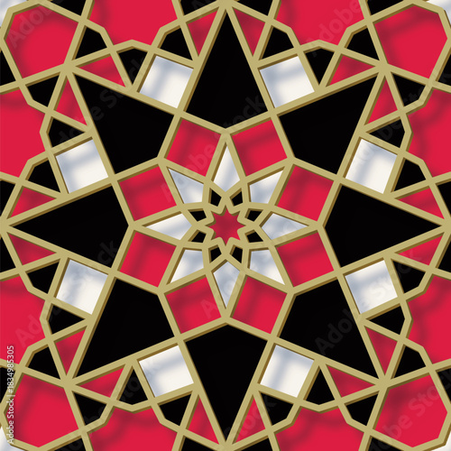 A glamorous, stained-glass-style background material with a Christmas market theme that is compatible with Swatch, red, gold, black, white. / きらびやかなステンドグラス風の背景素材 クリスマスマーケット キリスト 教会 スウォッチ対応 赤金白黒