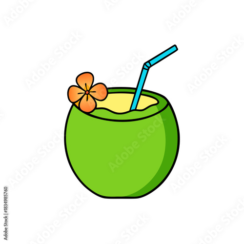 green coconut with straw