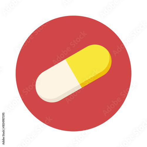 Kapsel Medikament in rotem Kreis