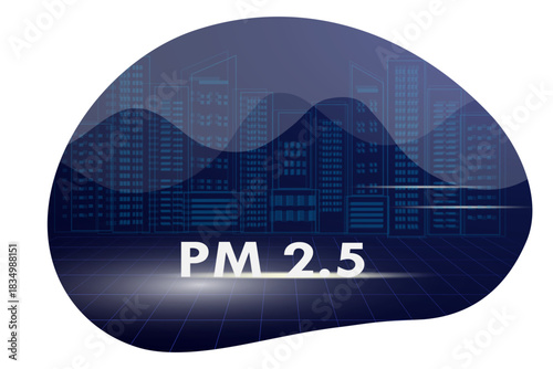 Air pollution, pm 2.5, industry pollution, toxic road smoke clouds and environment pollution,  and vehicle carbon dioxide vector illustration.