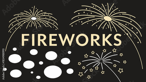 Festive fireworks display with stars and circles on