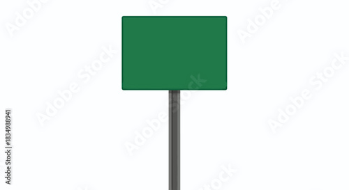 Blank green banner frame on a metal pole isolated, Blank green road sign
