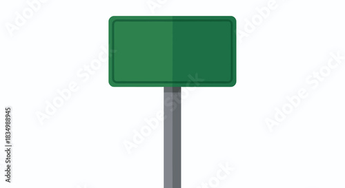 Blank green banner frame on a metal pole isolated, Blank green road sign