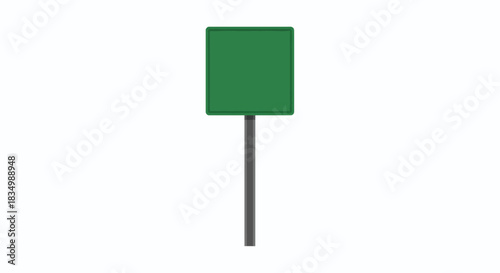 Blank green banner frame on a metal pole isolated, Blank green road sign