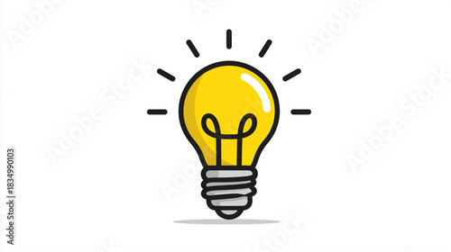 アイデアを表現した黄色い電球のシンプルなイラスト