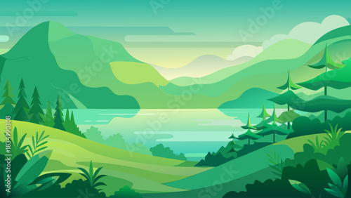 Soft gradient of green shades forming a peaceful, nature-inspired palette. Relaxing and fresh visual, perfect for eco branding, wellness content, interior design, and serene graphic compositions