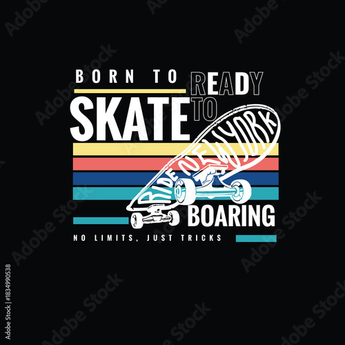 Skate boaring new york typography boys graphic design.eps