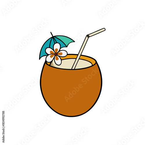 coconut cocktail vector illustration