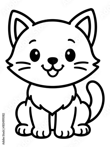 Cute Cartoon Kitten: A charming and friendly cartoon kitten with big eyes and a playful expression, ready to brighten any project.