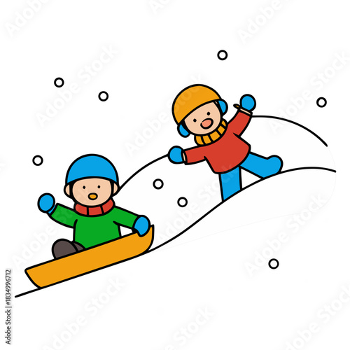children on sledge